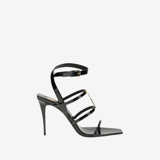 Saint Laurent – Cassandra Sandals Black Patent Leather