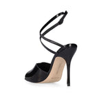 Manolo Blahnik - Black Calfskin Stiletto Heel Sandals