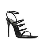 Saint Laurent - Black Silk Stiletto Heel Sandals