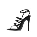 Saint Laurent - Black Silk Stiletto Heel Sandals