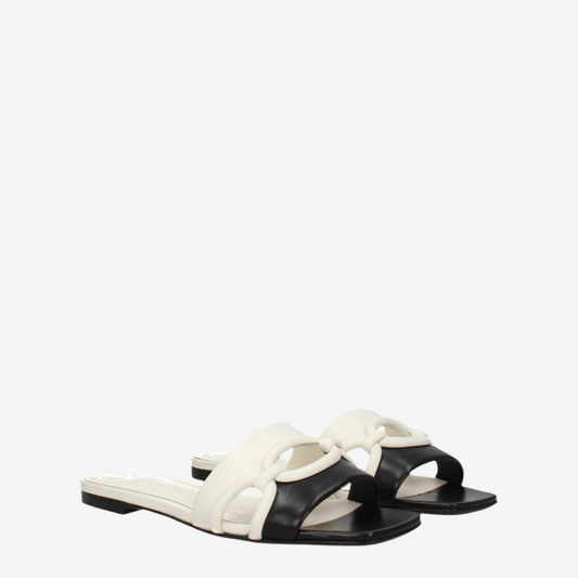 Valentino Garavani – Black Leather Open-Toe Slippers