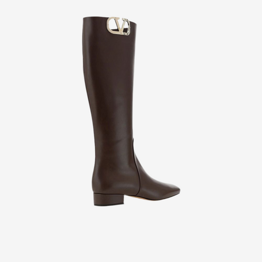 Valentino Garavani – Leather Logo Knee-High Boots