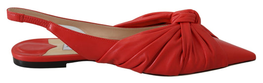 Jimmy Choo – Red Nappa Leather Pointed Flats