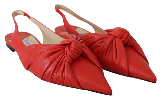 Jimmy Choo – Red Nappa Leather Pointed Flats
