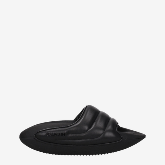 Balmain – Black Leather Slippers