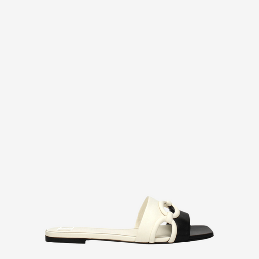 Valentino Garavani – Black Leather Open-Toe Slippers