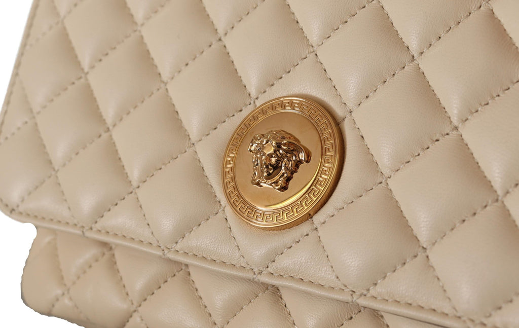 Versace – Beige Nappa Leather Shoulder Bag