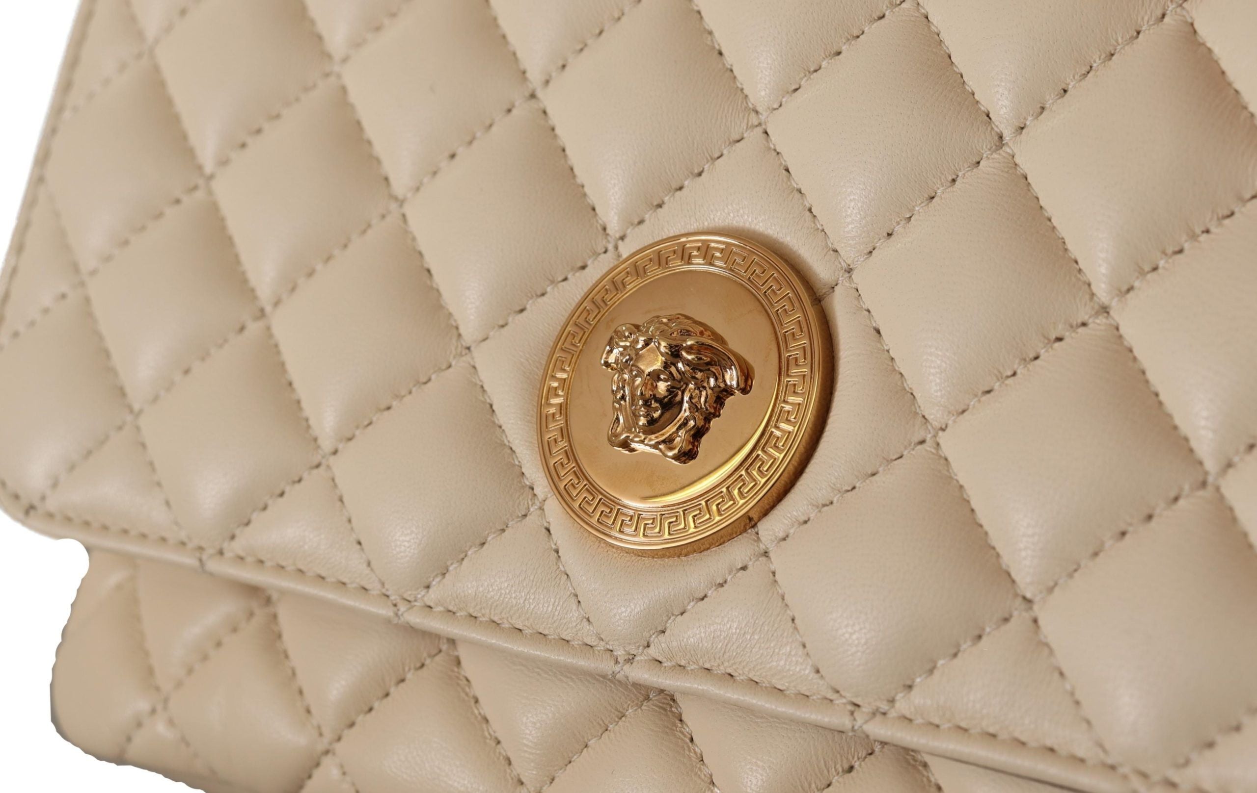 Versace – Beige Nappa Leather Shoulder Bag