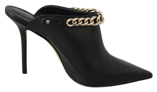 Jimmy Choo – Lexx 100 Black Gold Leather Pumps