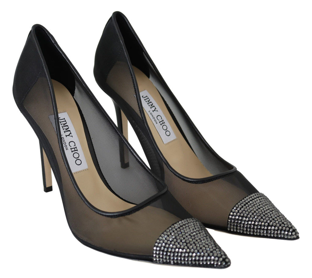 Jimmy Choo – Black Mesh Crystal Pumps