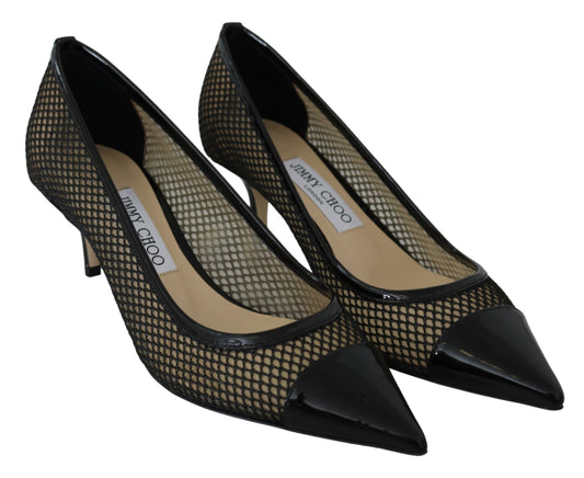 Jimmy Choo – Black Patent Mesh Pointed Pumps