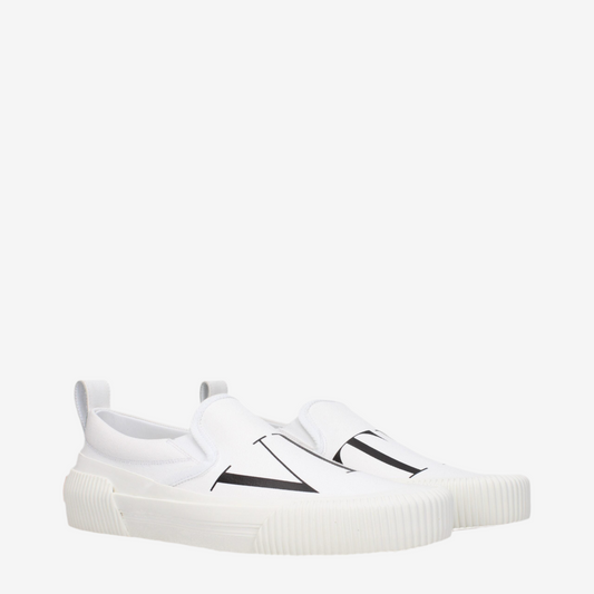 Valentino Garavani – White Fabric Slip-On Loafers