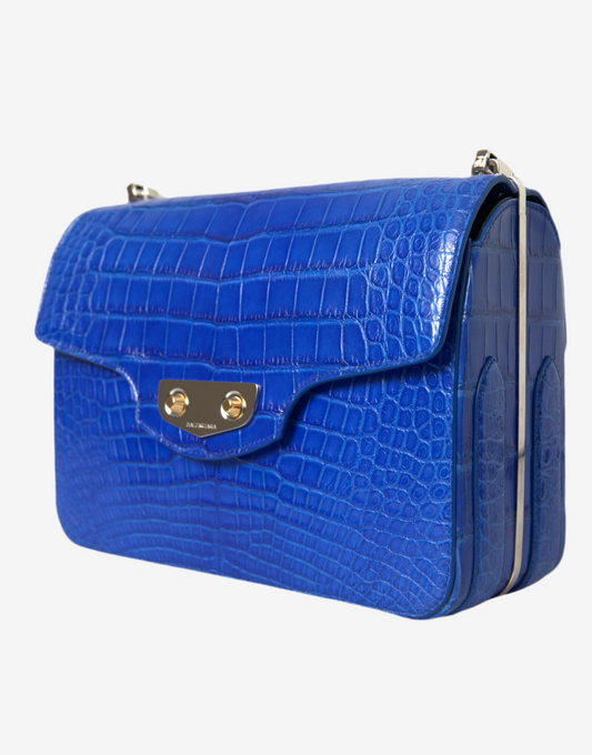 Balenciaga – Alligator Skin Chain Shoulder Bag Blue
