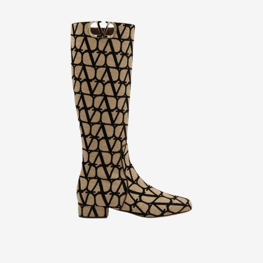 Valentino Garavani – Canvas Logo Knee-High Boots