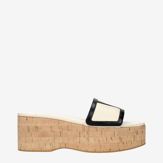 Valentino Garavani – Beige Leather Wedge Sandals