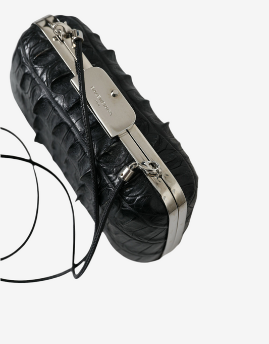 Balenciaga – Black Crocodile Leather Clutch Bag