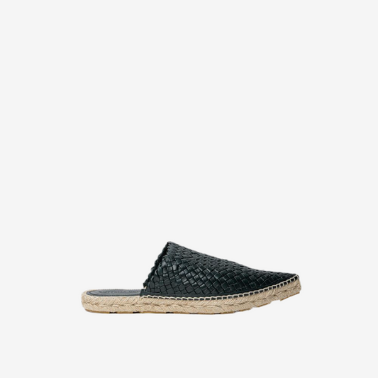 Bottega Veneta – Dark Green Intreccio Leather Espadrilles