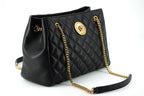 Versace – Black Quilted Nappa Leather Tote Handbag