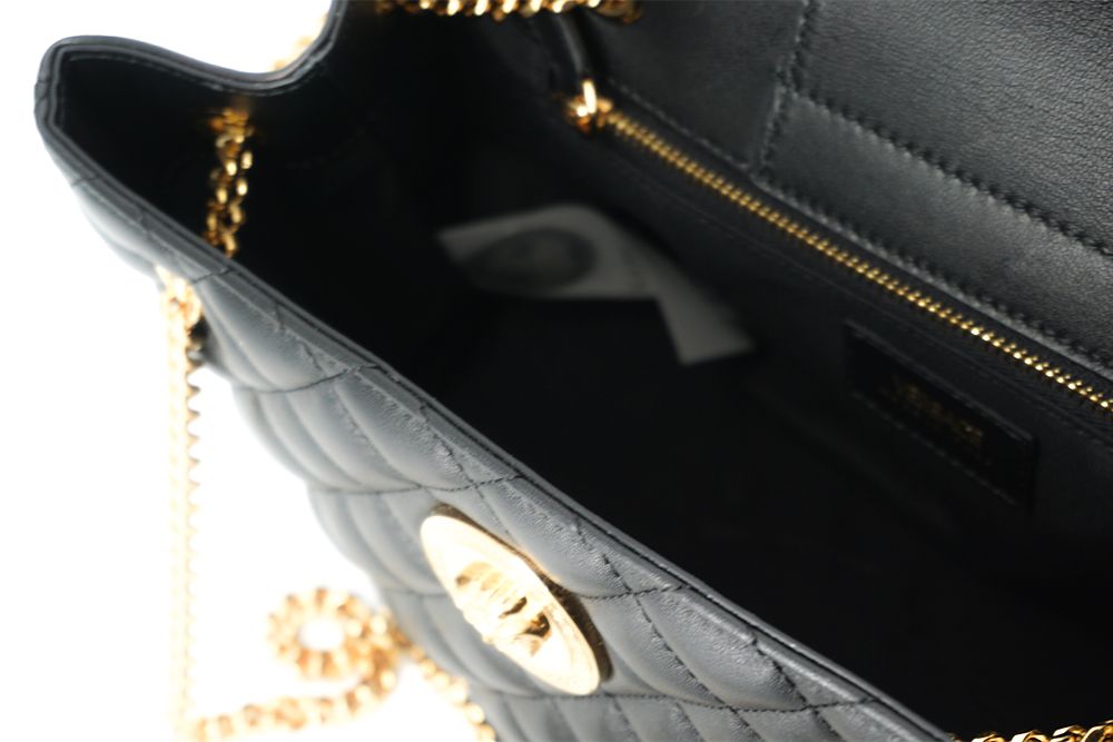 Versace – Black Quilted Nappa Leather Tote Handbag