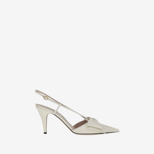 Valentino Garavani – Slingback Pumps with Bow in Ivory Leather