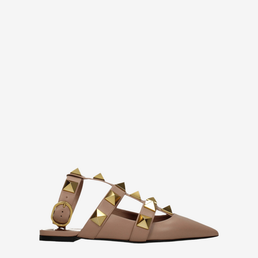 Valentino Garavani –  Pink Leather Flat Sandals