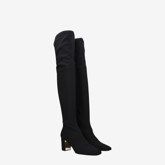 Valentino Garavani – Black Fabric Over-The-Knee Boots