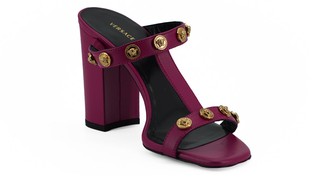 Versace – Purple Calf Leather High-Heel Sandals
