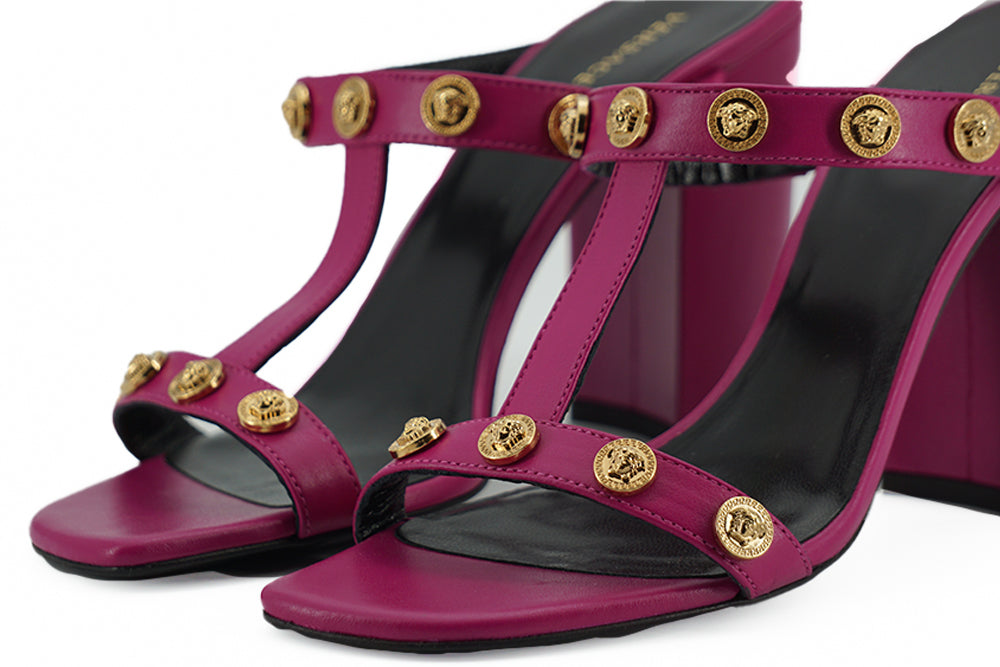 Versace – Purple Calf Leather High-Heel Sandals