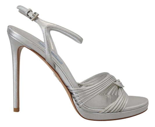 Prada – Silver Stiletto Heel Sandals