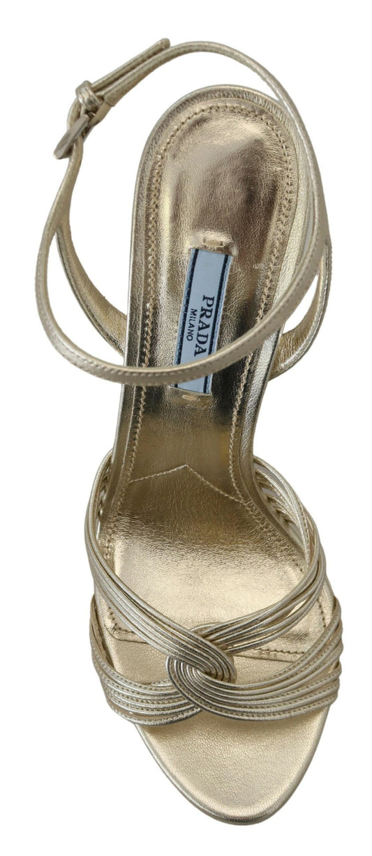 Prada – Elegant Gold Stiletto Heel Sandals