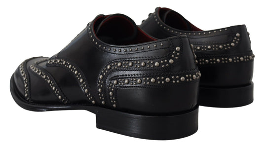 Dolce & Gabbana – Black Studded Leather Derby Shoes