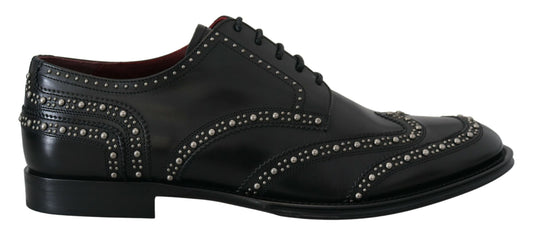 Dolce & Gabbana – Black Studded Leather Derby Shoes