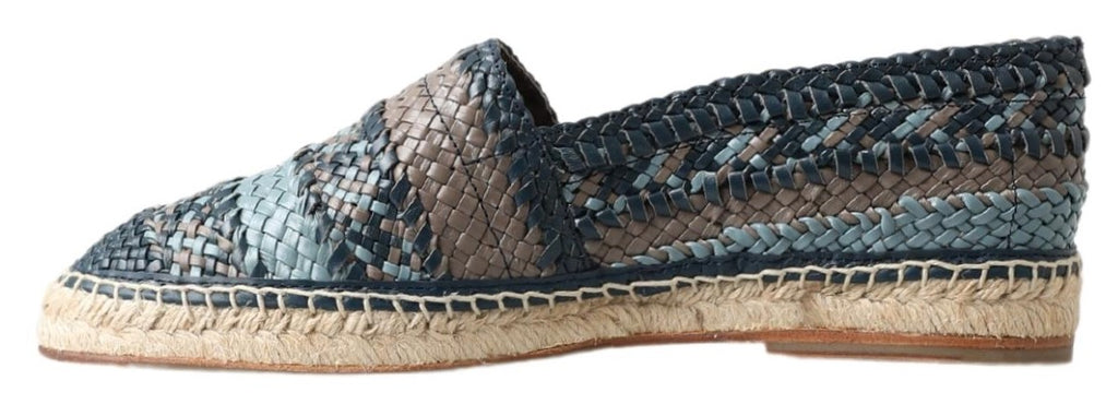 Dolce & Gabbana - Blue Gray Leather Buffalo Espadrille