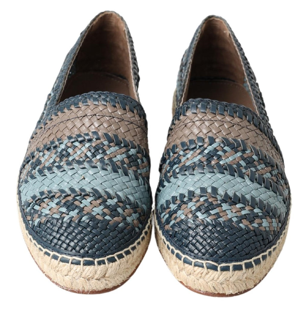 Dolce & Gabbana - Blue Gray Leather Buffalo Espadrille