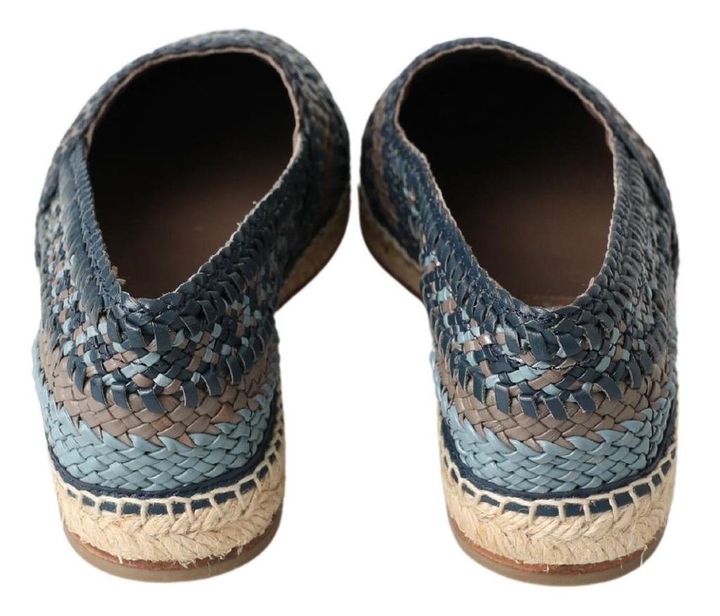 Dolce & Gabbana - Blue Gray Leather Buffalo Espadrille