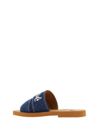 Chloé – Denim Blue Cotton Woody Slide Sandals