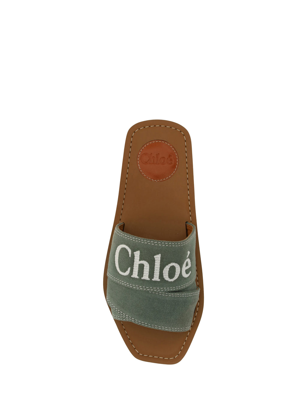 Chloé – Green Cotton Slide Sandals
