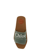 Chloé – Green Cotton Slide Sandals