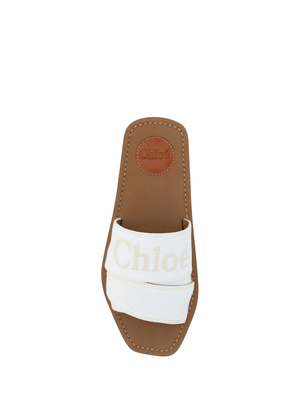 Chloé – White Cotton Slide Sandals