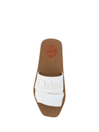 Chloé – White Cotton Slide Sandals