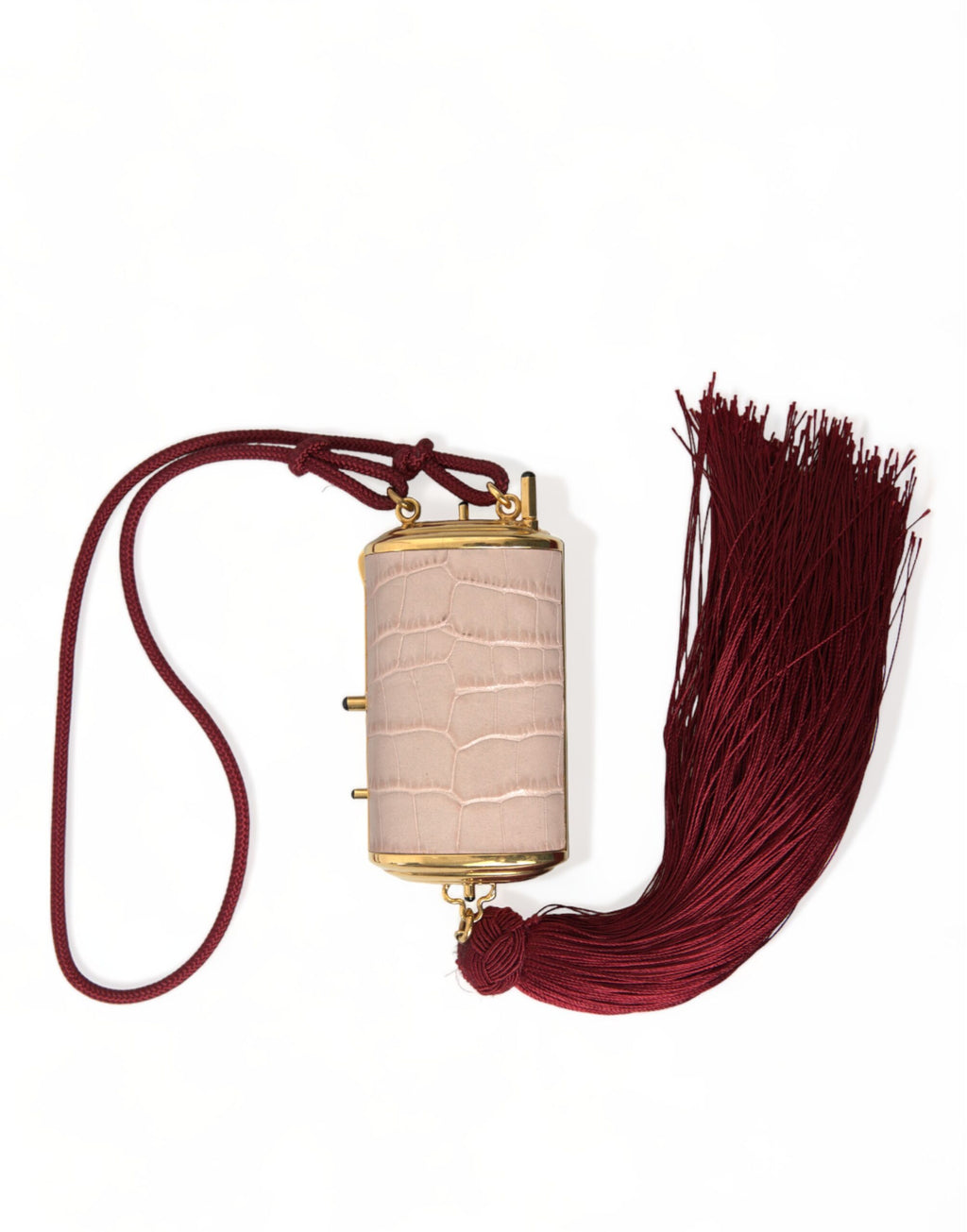 Dolce & Gabbana - Pink Exotic Leather Mini Mirror Tassel Makeup Bag