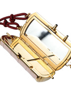 Dolce & Gabbana - Pink Exotic Leather Mini Mirror Tassel Makeup Bag