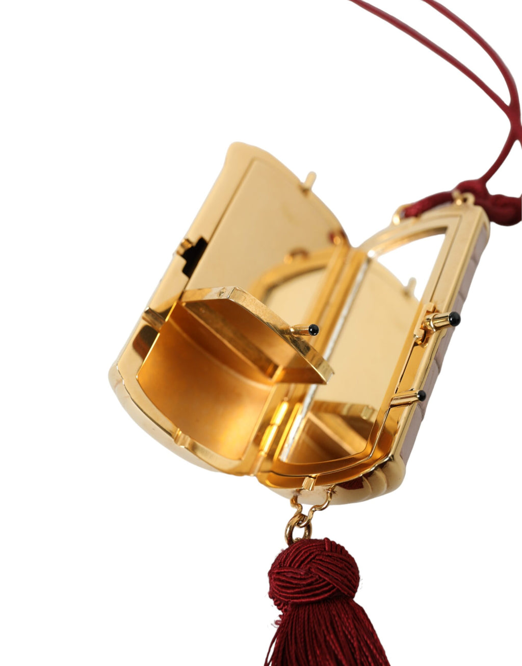 Dolce & Gabbana - Pink Exotic Leather Mini Mirror Tassel Makeup Bag