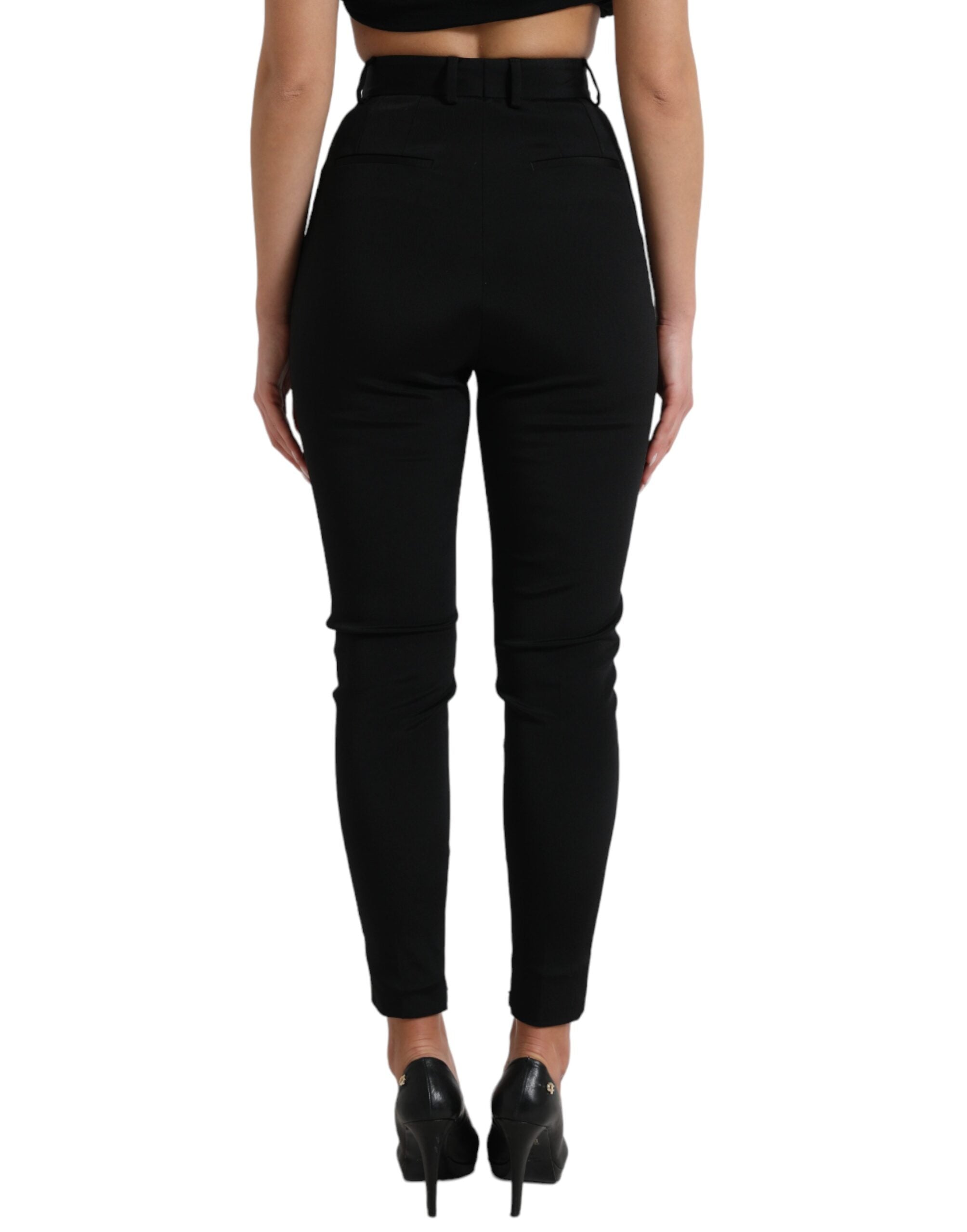 Dolce & Gabbana - Black Wool Stretch High Waist Skinny Pants