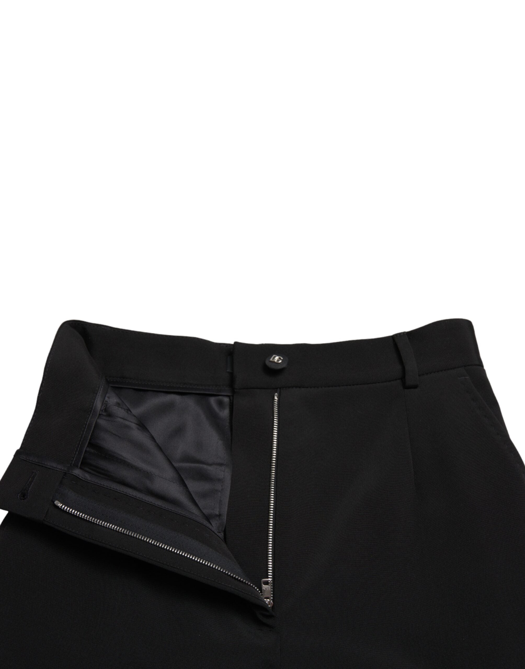 Dolce & Gabbana - Black Wool Stretch High Waist Skinny Pants