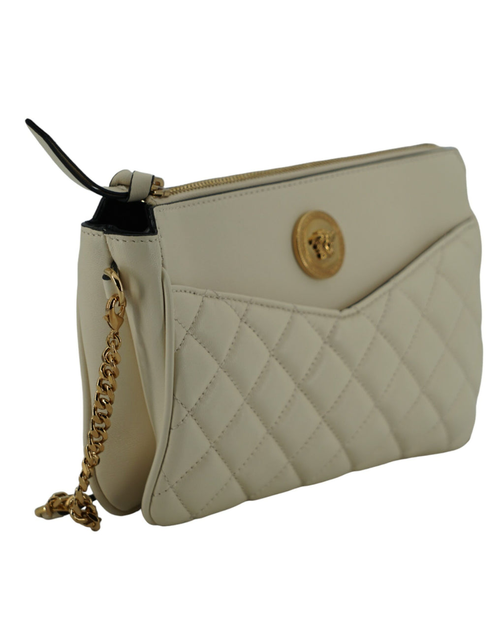 Versace - Elegant White Lamb Leather Crossbody Pouch
