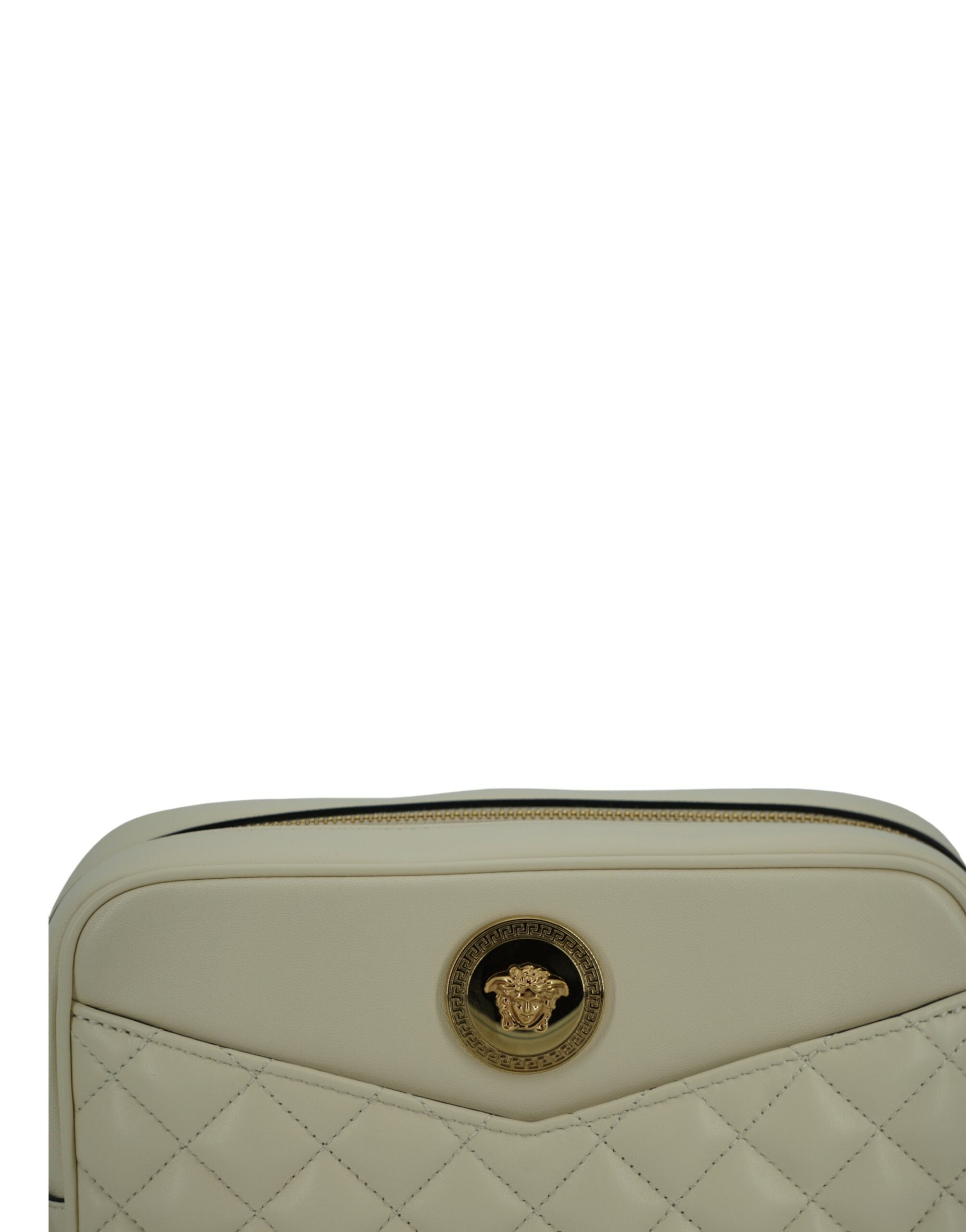 Versace - Elegant White Leather Camera Shoulder Bag