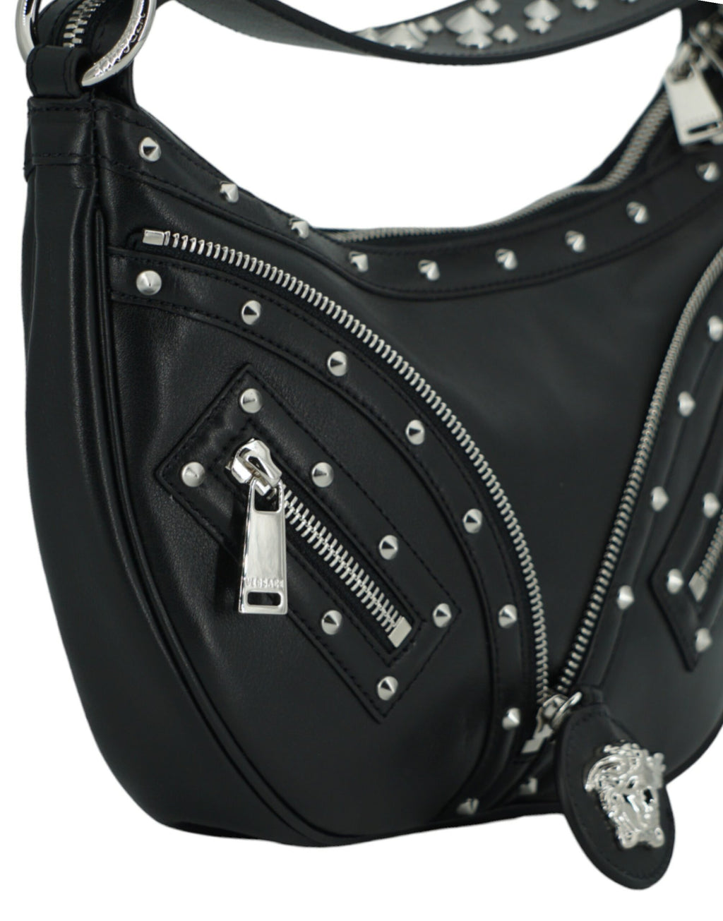 Versace - Elegant Black Leather Hobo Shoulder Bag