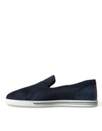 Dolce & Gabbana - Blue Suede Caiman Loafers Saint Tropez Shoes