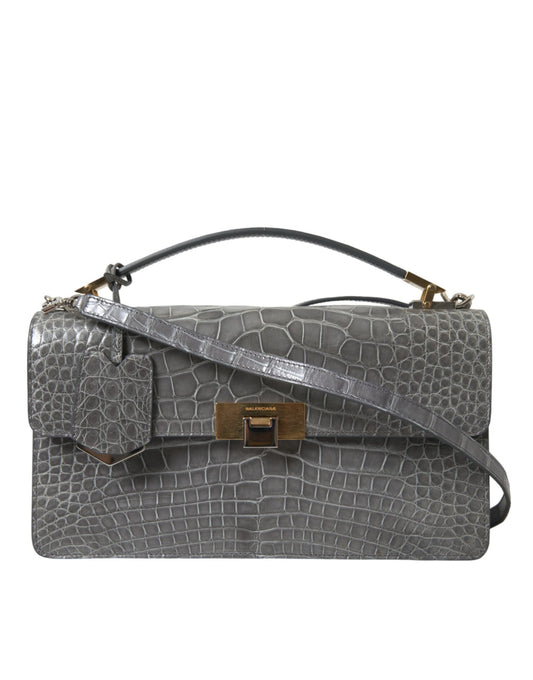 Balenciaga – Alligator Medium Shoulder Bag Gray
